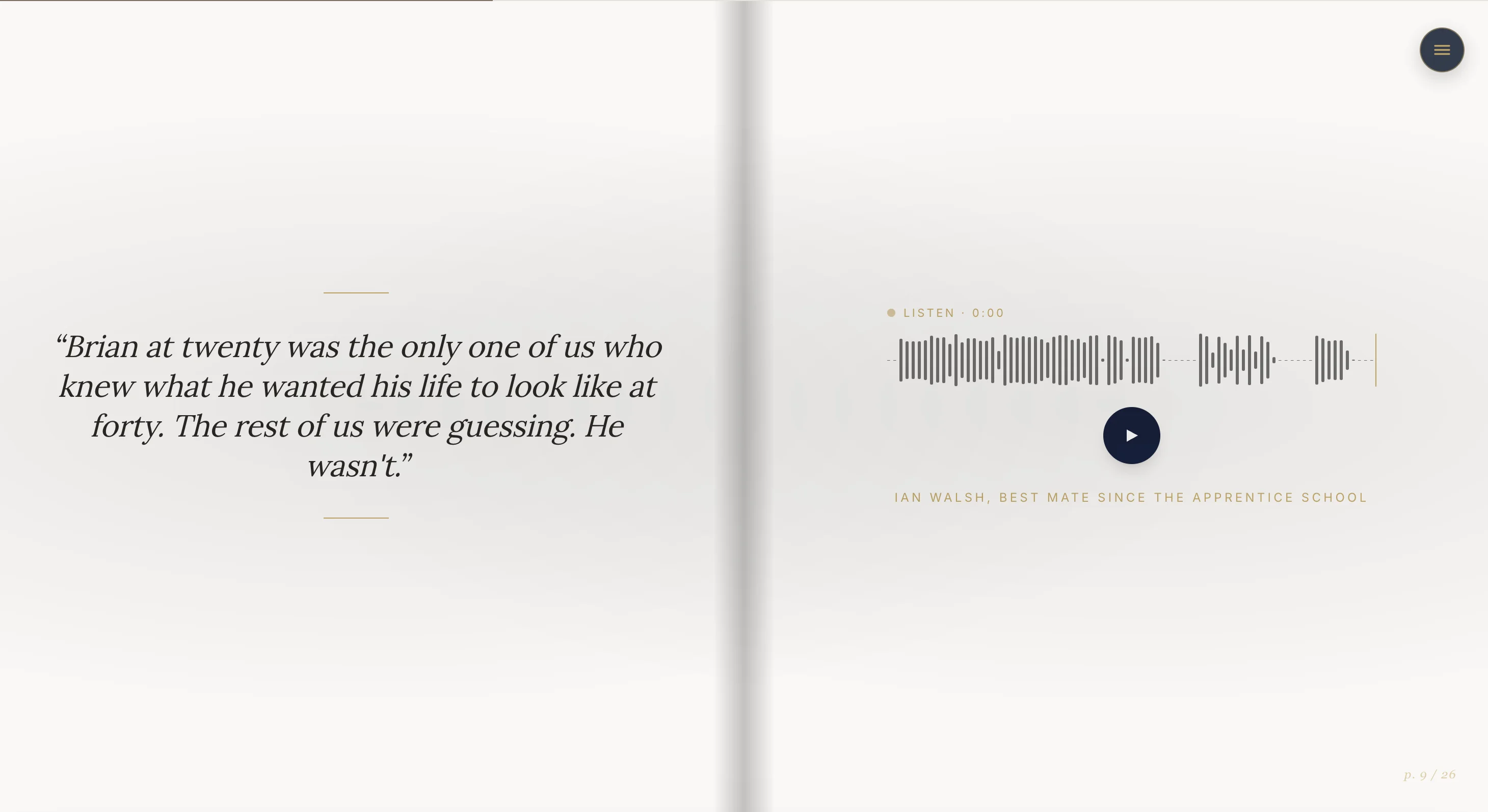 Ian Walsh pull quote with audio waveform player